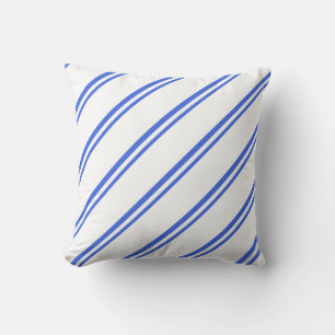 Royal Blue & White Lines/Stripes Pattern Pillow
