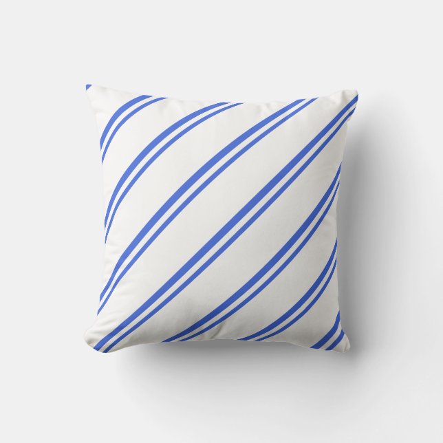 Royal Blue & White Lines/Stripes Pattern Pillow (Front)