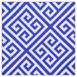 Royal Blue, White Med Greek Key Diag T Pattern #1 Fabric