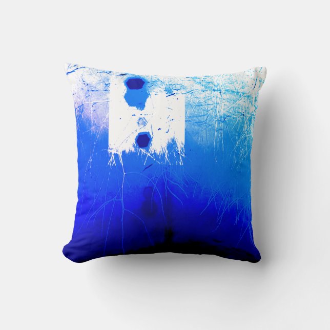 Royal Blue White Mediterranean Watercolor Abstract Throw Pillow (Front)