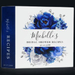 Royal Blue White Metallic Silver Floral Recipe 3 R 3 Ring Binder<br><div class="desc">Elegant royal blue white silver theme bridal shower recipe binder featuring elegant bouquet of royal blue,  Navy,  silver,  pure white color rose flowers buds and sage green eucalyptus leaves. Please contact me for any help in customization or if you need any other product with this design.</div>