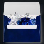 Royal Blue White Metallic Silver Floral Wedding Envelope<br><div class="desc">Elegant royal blue white silver theme wedding envelope featuring elegant bouquet of royal blue,  Navy,  silver,  pure white color rose flowers buds and sage green eucalyptus leaves. Please contact me for any help in customization or if you need any other product with this design.</div>