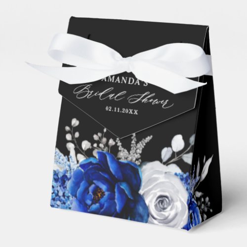 Royal Blue White Metallic Silver Floral Wedding Fa Favor Boxes