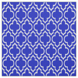Royal Blue, White Moroccan Quatrefoil #7 Fabric