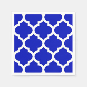 Royal Blue White Moroccan Quatrefoil Pattern #5 Napkins