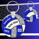 Royal Blue White Personalized Volleyball Keychains at Zazzle