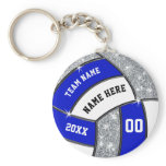 Royal Blue White Personalized Volleyball Keychains