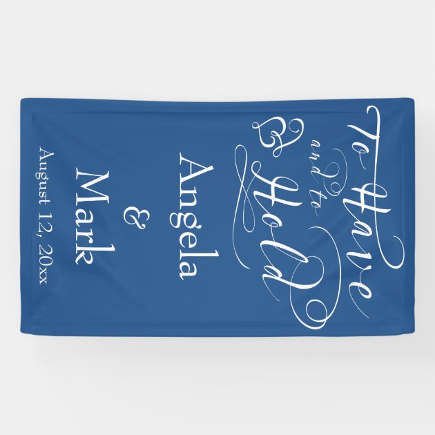 Royal Blue White Personalized Wedding Banner