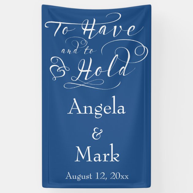 Royal Blue White Personalized Wedding Banner