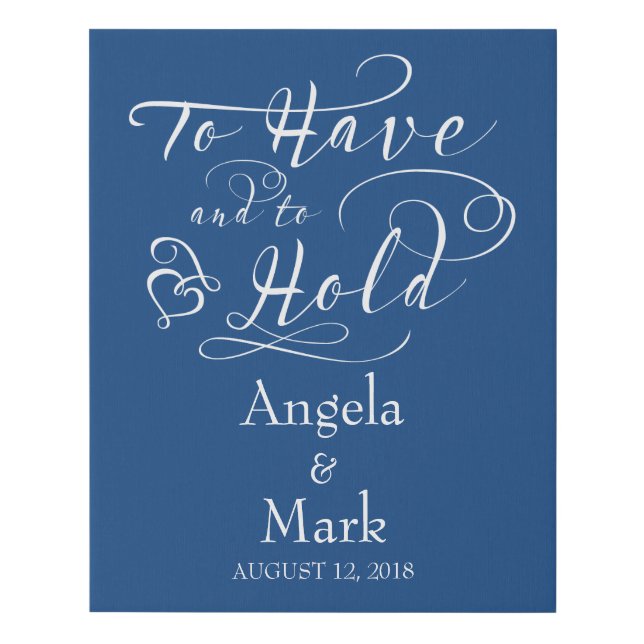 Royal Blue White Personalized Wedding Sign (Front)
