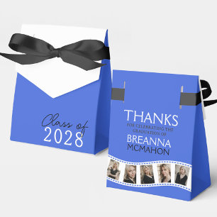 Royal Blue & White Photo Collage Filmstrip Favor Boxes