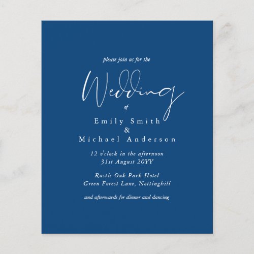 Royal Blue White Script  Budget Wedding