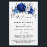 Royal Blue White Silver Floral Wedding Program<br><div class="desc">Elegant royal blue white silver theme wedding program featuring elegant bouquet of royal blue,  Navy,  silver,  pure white color rose flowers buds and sage green eucalyptus leaves. Please contact me for any help in customization or if you need any other product with this design.</div>