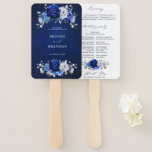 Royal Blue White Silver Floral Wedding Program Hand Fan<br><div class="desc">Elegant royal blue white silver theme wedding program hand fan featuring elegant bouquet of royal blue,  Navy,  silver,  pure white color rose flowers buds and sage green eucalyptus leaves. Please contact me for any help in customization or if you need any other product with this design.</div>