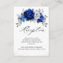 Royal Blue White Silver Floral Wedding Reception Enclosure Card
