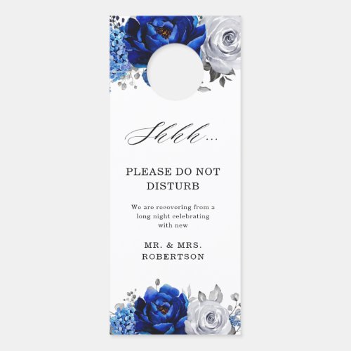 Royal Blue White Silver Metallic Do Not Disturb Door Hanger