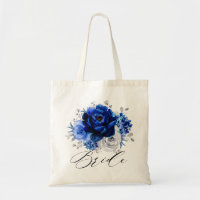 Royal Blue White Silver Metallic Floral Bride