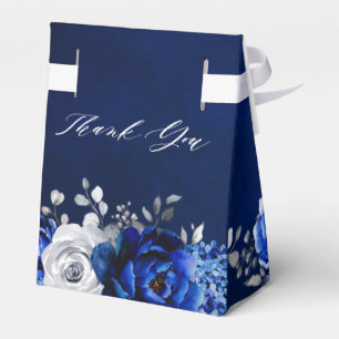 Royal Blue White Silver Metallic Floral Wedding Fa Favor Boxes