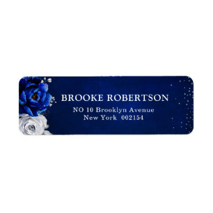 Royal Blue White Silver Metallic Floral Wedding La Label