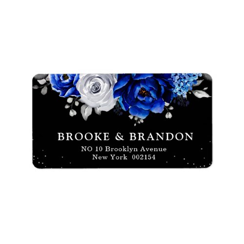 Royal Blue White Silver Metallic Floral Wedding La Label