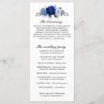 Royal Blue White Silver Metallic Floral Wedding Program<br><div class="desc">Elegant royal blue white silver theme wedding program featuring elegant bouquet of royal blue,  Navy,  silver,  pure white color rose flowers buds and sage green eucalyptus leaves. Please contact me for any help in customization or if you need any other product with this design.</div>