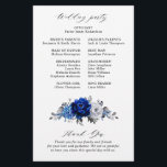 Royal Blue White Silver Metallic Wedding Program<br><div class="desc">Elegant royal blue white silver theme wedding program featuring elegant bouquet of royal blue,  Navy,  silver,  pure white color rose flowers buds and sage green eucalyptus leaves. Please contact me for any help in customization or if you need any other product with this design.</div>