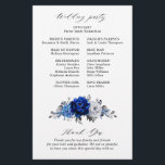 Royal Blue White Silver Metallic Wedding Program<br><div class="desc">Elegant royal blue white silver theme wedding program featuring elegant bouquet of royal blue,  Navy,  silver,  pure white color rose flowers buds and sage green eucalyptus leaves. Please contact me for any help in customization or if you need any other product with this design.</div>