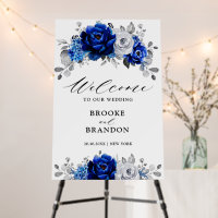 Royal Blue White Silver Metallic Wedding Welcome F