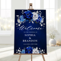 Royal Blue White Silver Metallic Wedding Welcome F