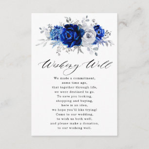 Royal Blue White Silver Metallic Wishing Well Enclosure Card