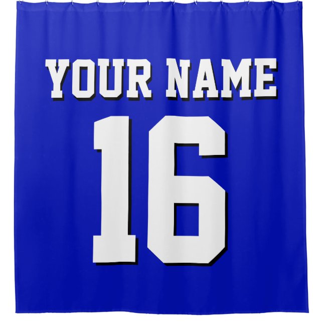 Royal Blue White Sports Jersey Team Jersey Shower Curtain (Front)