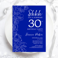 Royal Blue White Surprise 30th Birthday
