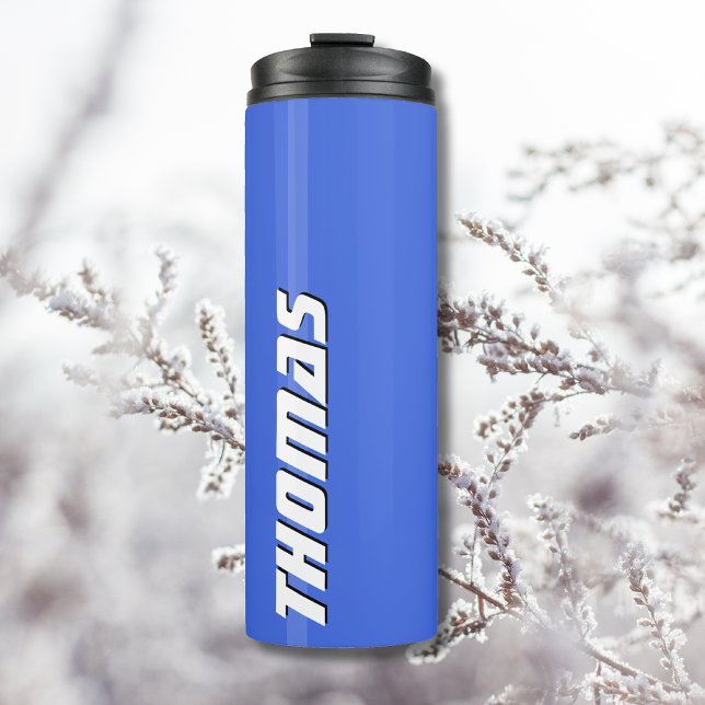 Royal Blue White Text Elegant Minimal Customized Thermal Tumbler (Creator Uploaded)