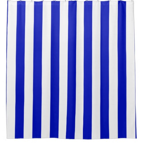 Royal Blue White Vertical Stripe NL 1 Shower Curtain