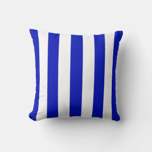 Royal Blue White XL Stripes Pattern Throw Pillow