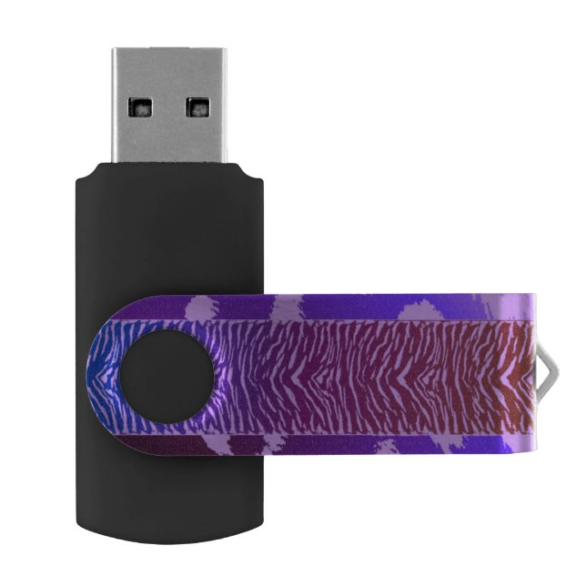 Royal Blue Wild Animal Pattern USB Flash Drive (Opened)