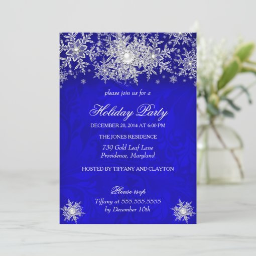 Royal Blue Winter Wonderland Holiday Party Invitation | Zazzle