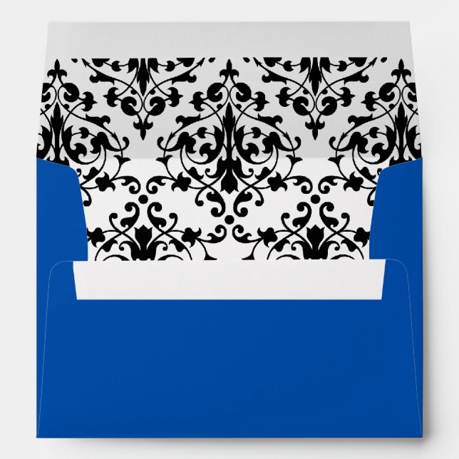 Royal Blue with Black and White Damask Envelope (Back (Bottom))