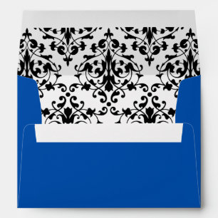 Royal Blue with Black and White Damask Envelope