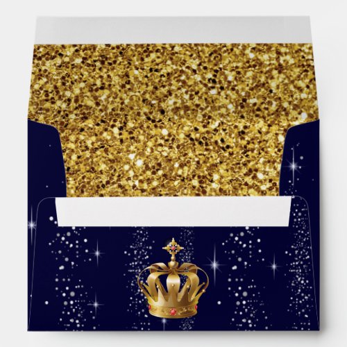 Royal Blue with Crown Blue  Gold Envelope