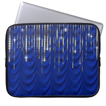 Royal Blue With Gold Drape Luxury Laptop Sleeve by SterlingMoon at Zazzle