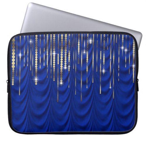 Royal Blue with Gold Drape Luxury Laptop Sleeve