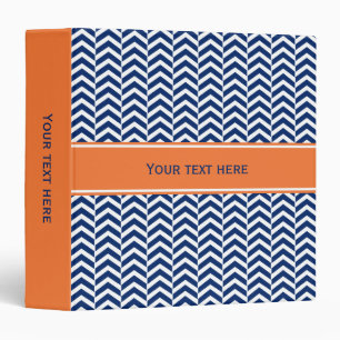 Royal Blue with Orange Chevron Pattern Binder