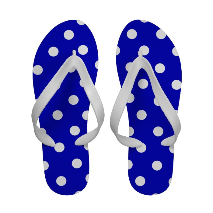 Royal Blue With White Polka Dots Flip Flops