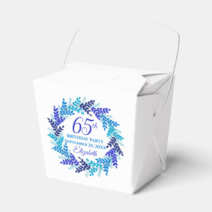 Royal Blue Wreath 65th Birthday Party Favor Boxes