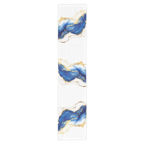 Royal Blue Yellow Gold Alcohol Ink Table Runner