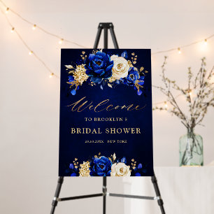 Royal Blue Yellow Gold Bridal Shower Welcome  Foam Board