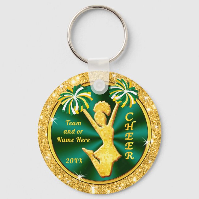 Royal Blue, Yellow Gold Cheap, Cheerleading Favors Keychain (Front)