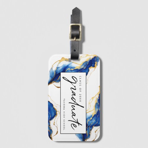 Royal Blue Yellow Gold Class of 2024 Elegant Luggage Tag