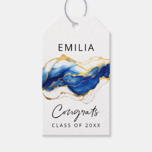Royal Blue Yellow Gold Congrats Graduation  Gift Tags
